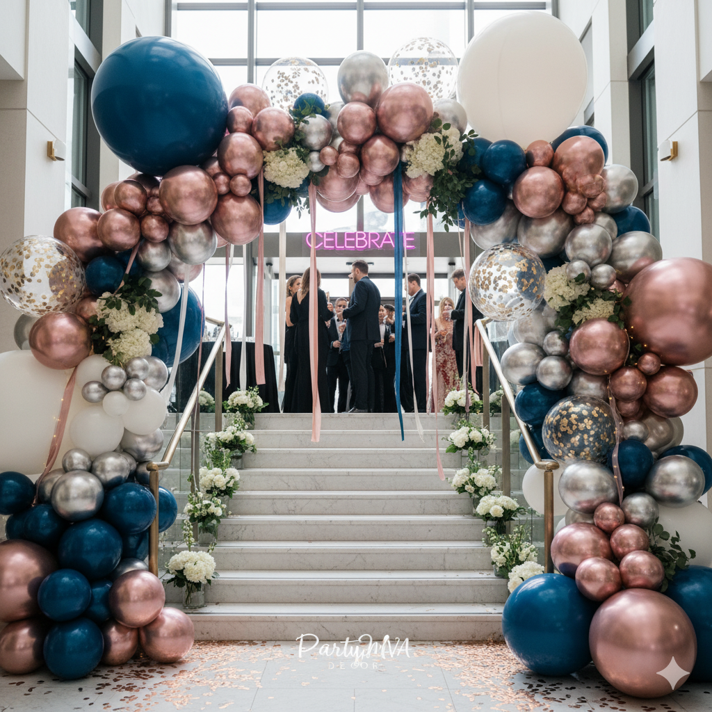Luxury Balloon Installations: Organic arches and full walls in custom color palettes